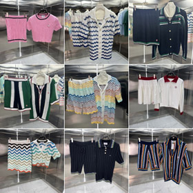 Casablanca Knit Sweater Short-Sleeve Jacquard Shorts Set-6359  