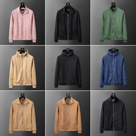 Louis Vuitton Moncler Gucci Monogram Suede Track Jacket-6438  