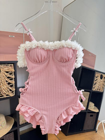 Miu Miu Side Drawstring Ruffled Swimsuit-6479  